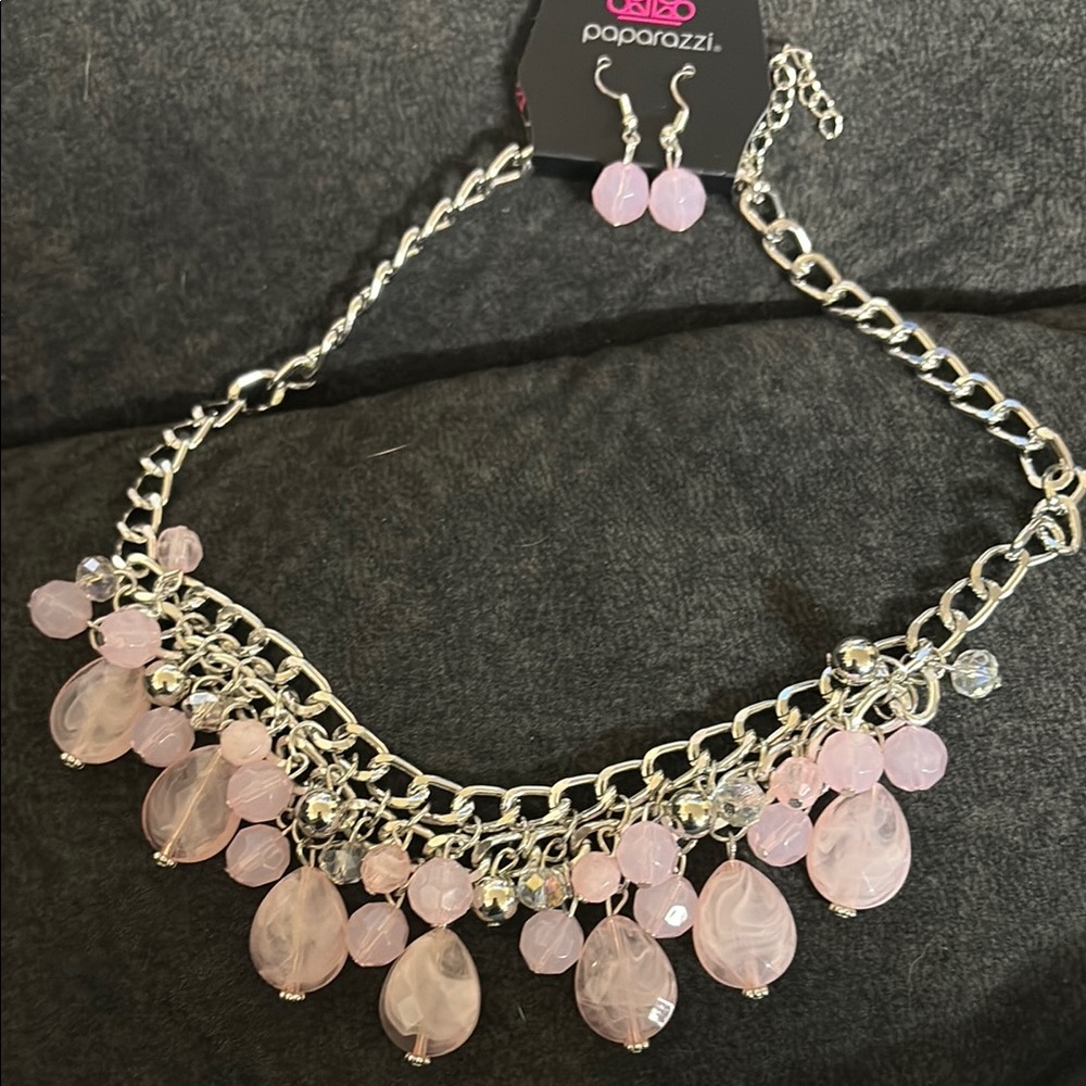 Paparazzi Silver and Pink Necklace Set